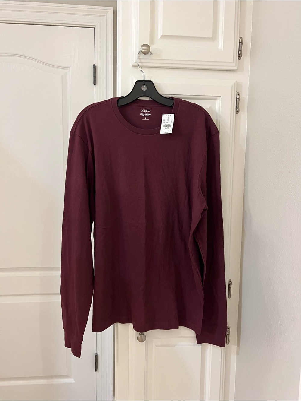 NWT J. Crew Long Sleeve Crewneck Tee - Burgundy